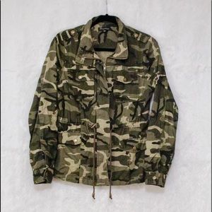 Zip-Up Camo Jacket with Cinch waist